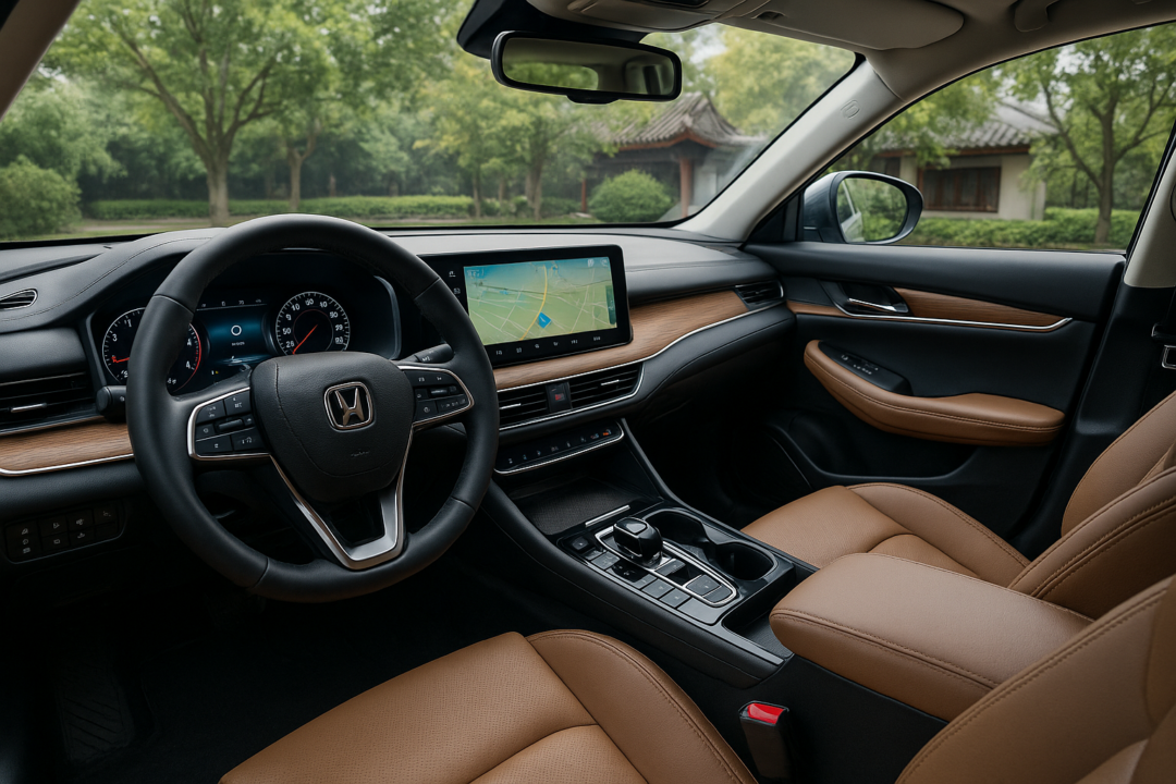 Interior of a modern Chinese car with digital dashboard