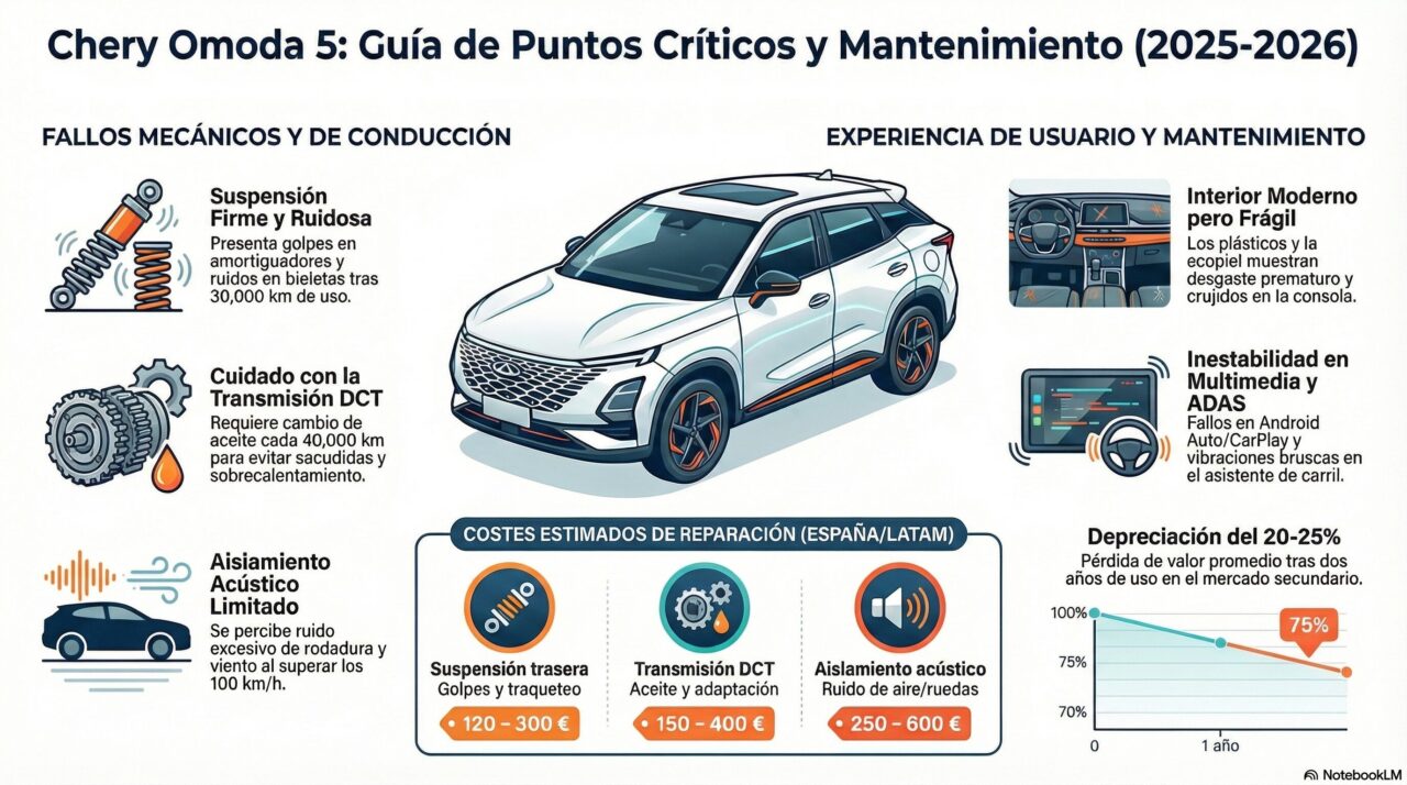 Problemas y puntos débiles del Chery Omoda 5 