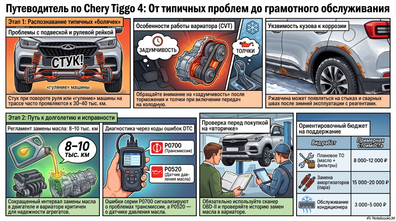 Слабые места и частые поломки Chery Tiggo 4