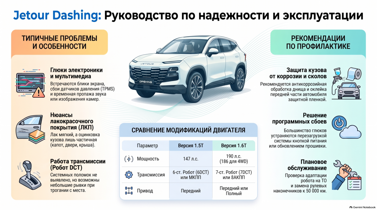 Jetour Dashing: слабые места, частые проблемы и коды ошибок