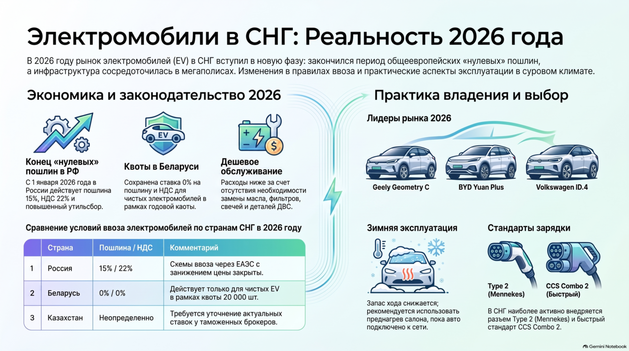 Электромобили в СНГ: гид по рынку и эксплуатации 2025–2026