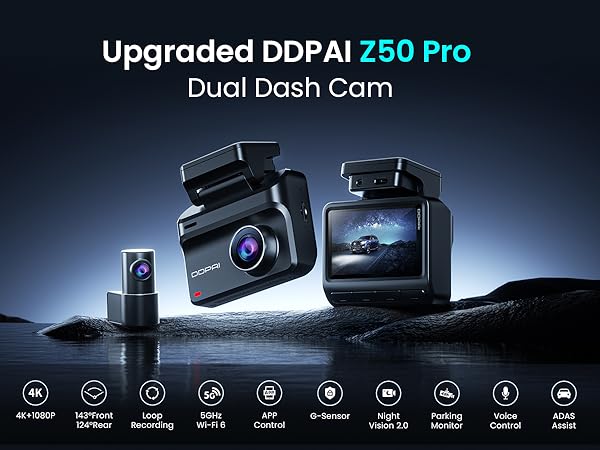 Видеорегистратор DDPAI Z50 / Z50 Pro (с AI, Dual 4K+1080p и 4G в Pro-версии)