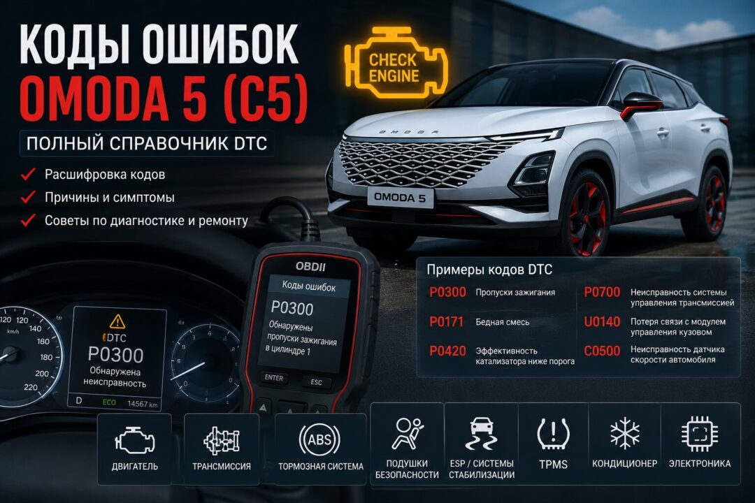 Коды ошибок Omoda 5 (C5): расшифровка DTC и причины