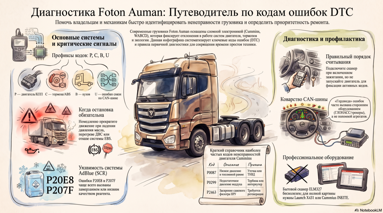 Códigos de error del Foton Auman: guía de diagnóstico DTC