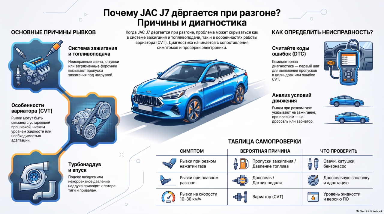 JAC J7 дёргается при разгоне